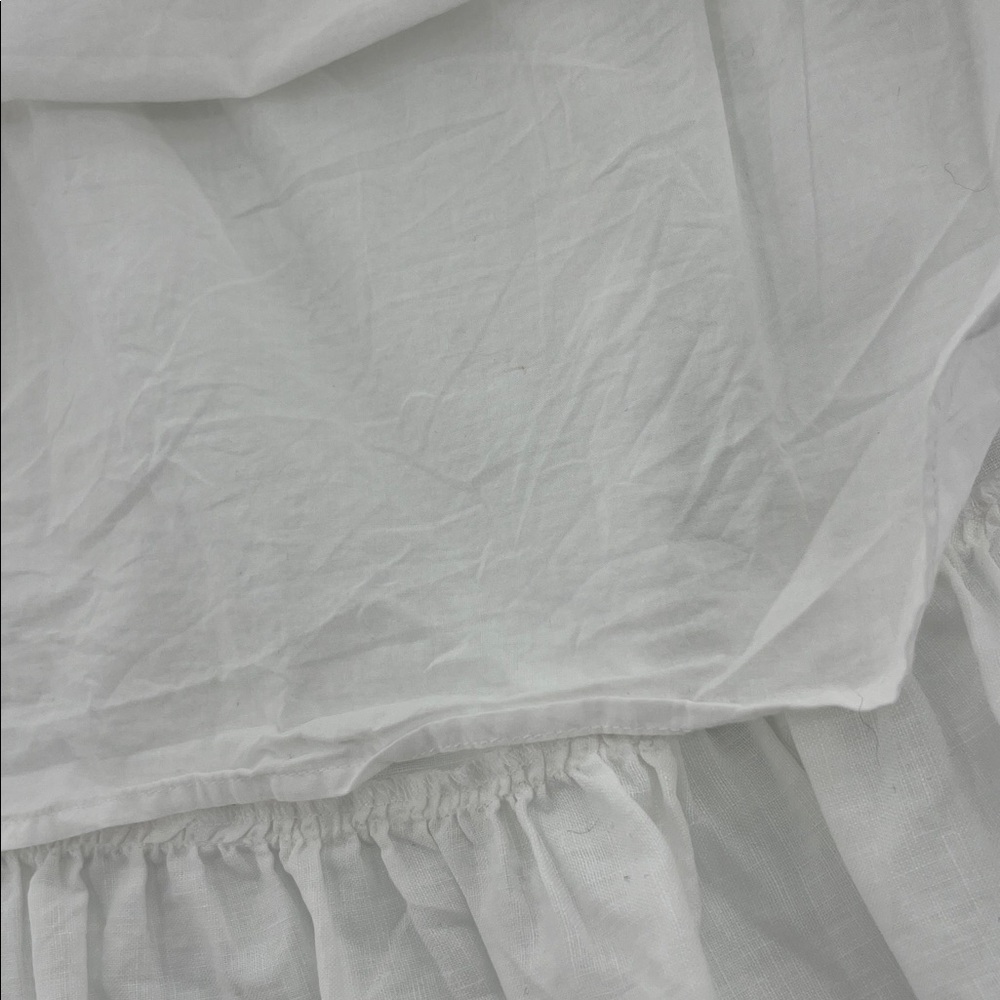 J Crew Linen Ruffle Faux Wrap Skirt White Size 8 resort spring mature vacation - Picture 9 of 11